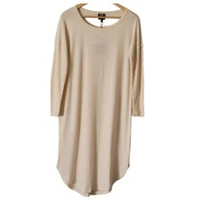 Bobeau Soft Curved Hem Scoop Neck Tunic Sweater Dress Sz Medium in Oatmeal NWT