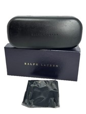 NEW Ralph Lauren Med Black Clamshell Eyeglasses Case With Box Microfiber Cloth