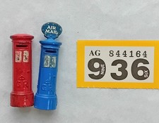 Vintage pre-war Dinky Toys 12a Pillar Box + 12b Air Mail Pillar Box 936
