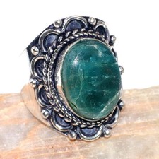 Hot Deal Blue Apatite 925 Silver Plated Gemstone Handmade Ring US 7 JW