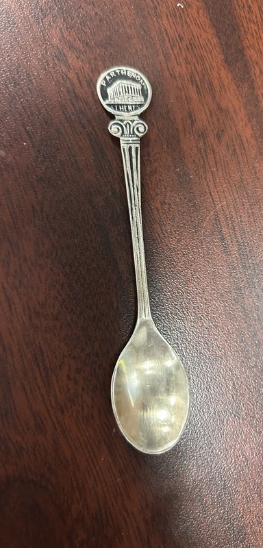Vintage 800 Silver Athens Greece Parthenon Souvenir Demitasse Spoon