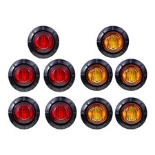 10 Pcs 3/4 Inch Mini 5 Amber  5 Red Light Clearance Side Marker Indicator