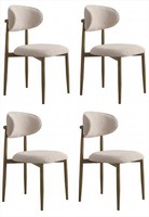 4 EsszimmerstüHle Beige Polsterstuhl Holzgestell Modern