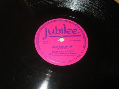 78 rpm HARRY BELAFONTE Annabelle Lee/Venezuela Jubilee 1950 Folk