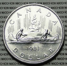 Canada 1981 large dollar $1 Voyageur nickel lightly circulated