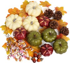 32 PCS Fall Pumpkins Set for Autumn Thanksgiving Halloween Home Decor