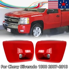 Victory Red Front Bumper End Caps w/ Fog Light Hole For 2007-2013 Silverado 1500