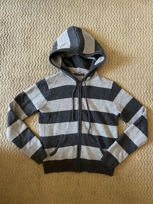 Brandy Melville Striped Wool Blend Zip Hoodie Sweater Girls Women s Runs Small