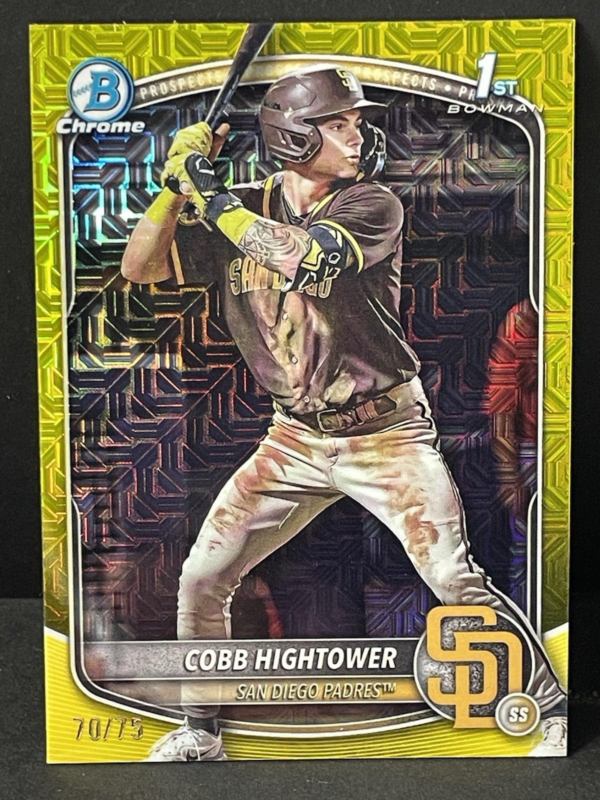 2025 Bowman - Chrome Prospects Cobb Hightower #BCP-104 Yellow Mojo Ref 70/75
