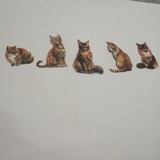 Lot De 5 Autocollants Chats Illustrés Kawaii Déco Scrapbooking Papeterie A07-45