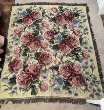 Floral Rose Ivy Tapestry Throw Blanket Cotton...