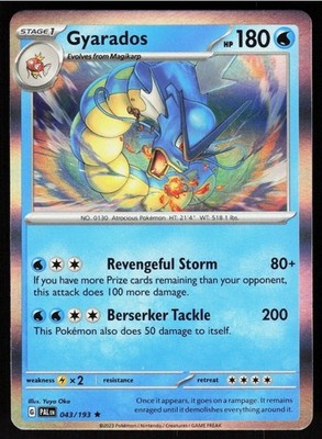 Gyarados 043/193 Rare Paldea Evolved Pokemon Holo NM-Mint Pokémon TCG