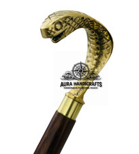 AURA Victorian 37 Inch Brass Designer Handle Walking Stick Cane Best Easter Gift