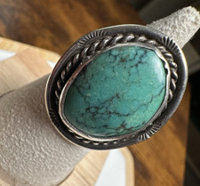 Vintage Native American Navajo Ring Sterling Silver Spiderweb Turquoise Size 6