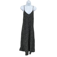 Old Navy Sundress Womens L Black  Leopard Spot Boho Summer V-Neck Midi