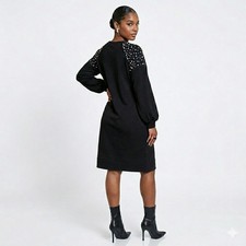 Express Women's Sweatshirt Dress Medium Faux Pearls Holiday Party