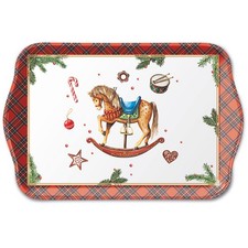 Weihnachten Tablett 13 x 21 cm Classic rocking horse white  Schaukelpferd Weihna