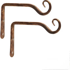 2-Pack 6 In. Rustic Metal Wall Hooks for Planters, Lanterns, Bird Feeders, Wind
