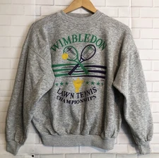Wimbledon Lawn Tennis Championships Women's Gray Fleece Crewneck Sweatshirt L