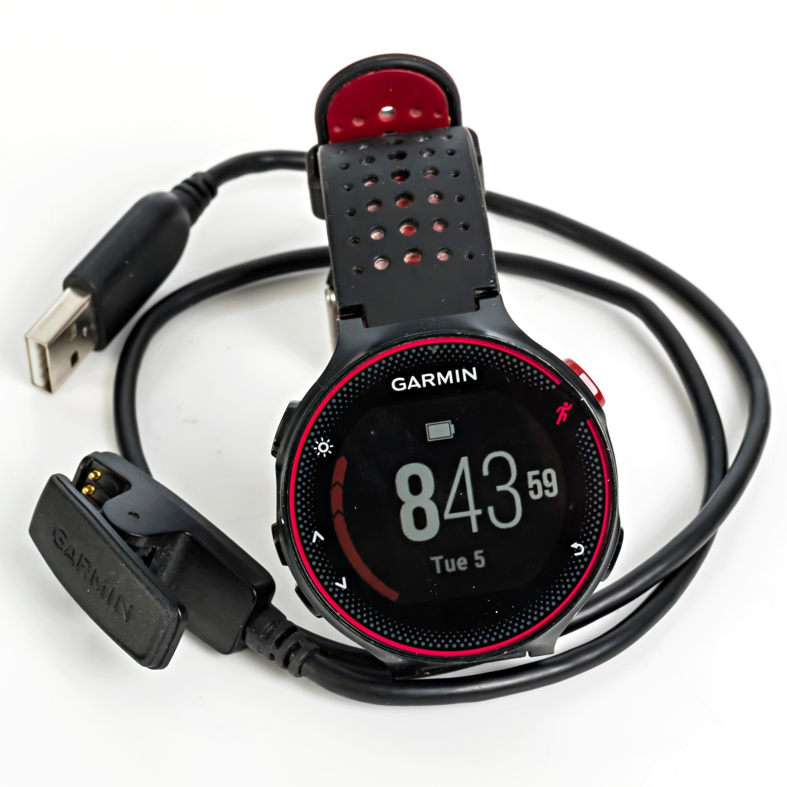 Garmin Forerunner 235 GPS Running Watch Black Gray Red with Charger Cable-image