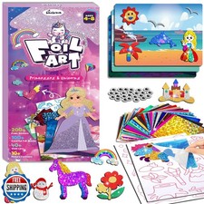 Foil Art Fun Kit for Kids - DIY Toy Unicorn Princess Foil Art Craft Activity