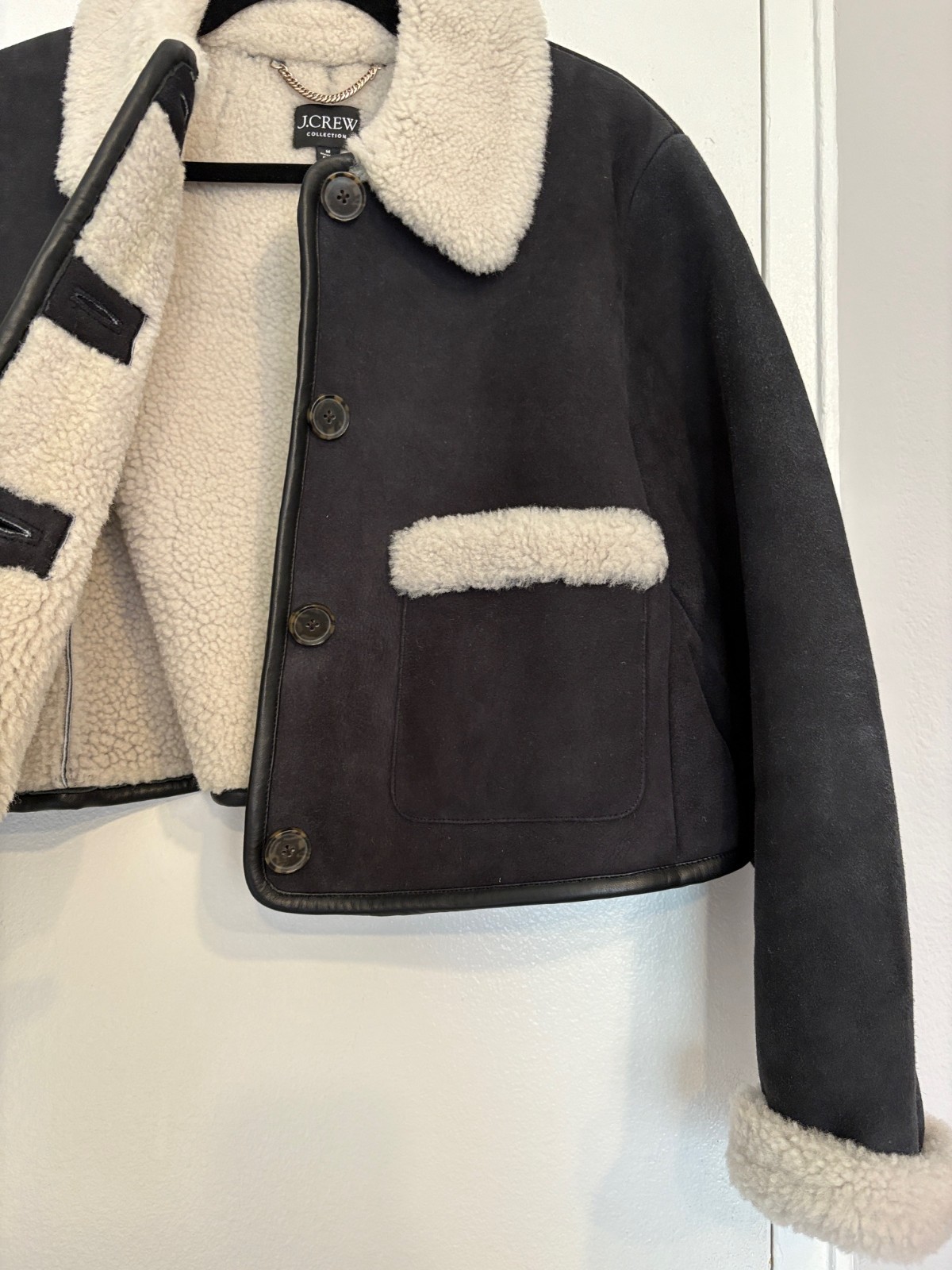 J. Crew Collection black shearling jacket - size medium image 7