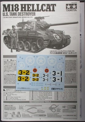 Tamiya 1/35th Scale M18 Hellcat - Decals from Kit No. 35376