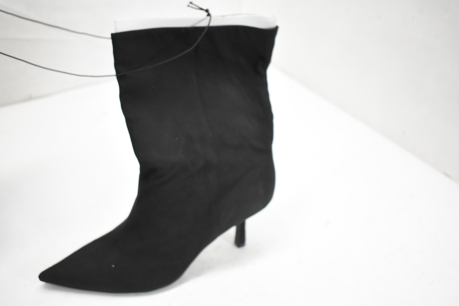H&M Boots Womens Size 8.5 Black Sock Mid Calf Pointed Toe Stiletto Heel New thumbnail 2