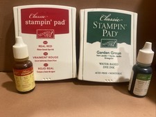 LOT Of 2 STAMPIN UP CLASSIC INK PADS REFILLS GARDEN GREEN REAL RED