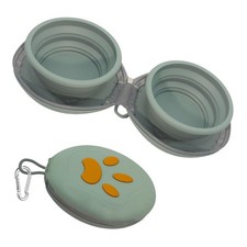 Collapsible Dog Bowls, 2-in-1 Silicone Pet Food and Water Bowl with Carabiner...