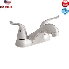 Dual Handle Centerset Bathroom Sink Faucet W/ Push Pop-Up Drain Easy Install New