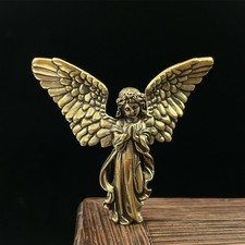 Vintage Brass Blessed Guardian Angel Figurine...
