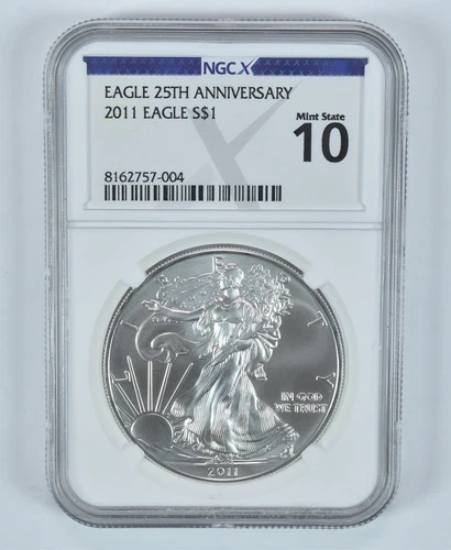 2011 American Silver Eagle 25th Anniversary Mint State 10 NGC X NGCX *4941