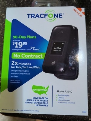 Alcatel One Touch A394C, TracFone, No Contract, 2x Minutes, Flip  ,