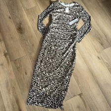 Almost Famous Bodycon Dress Leopard Full Length Stretch Sexy Lined Women’s L NEW