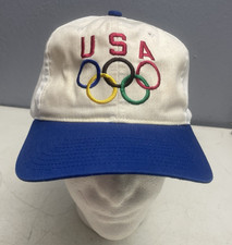 Vintage USA OLYMPICS SnapBack Hat By Olympicap Embroider Logo Sports Dad Cap