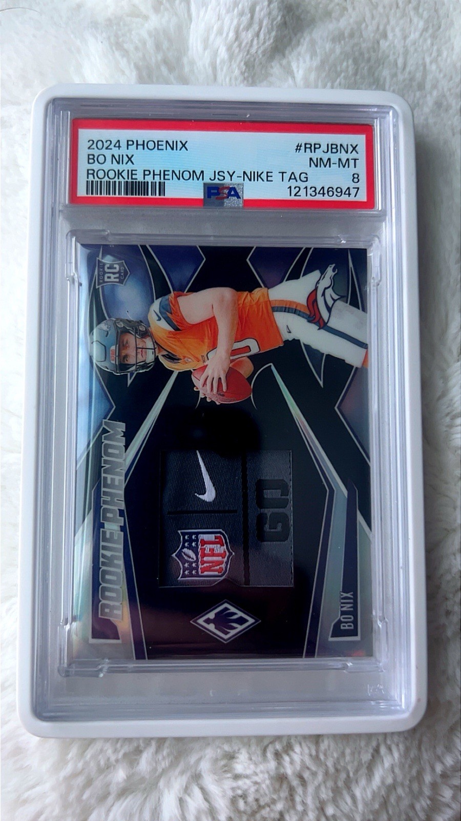 Bo Nix Panini Phoenix Rookie Phenom Jersey #RPJBNX Nike Laundry Tag