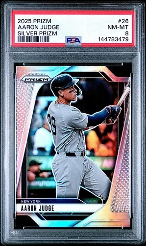 2025 Panini Prizm Aaron Judge Silver Prizm Parallel Card #26!  PSA 8!