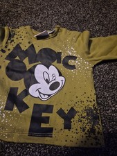 Mickey Mouse Baby Boy 0-3 Long Sleeve Top Kwaki Green