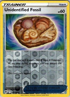 Pokemon Unidentified Fossil Reverse Holo Uncommon Astral Radiance 157/189 LP