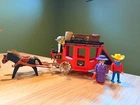 VTG 1974 Playmobil Western Stagecoach Set No 7 Geobra Figures, incomplete