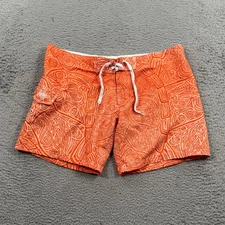 Pelagic Active Board Shorts Swim Trunks Womens Large 4Tek Abstract Design Orange