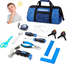 12-Piece Kids Tool Set with Tool Storage Bag, Junior Real Hand Tool Kit for Boys