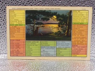 Take It Easy Check Items List Dizzy Correspondence Card Topographical Postcard