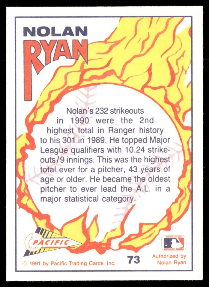 1991 Pacific Nolan Ryan Texas Express I #73 Nolan Ryan - Image 2 of 2