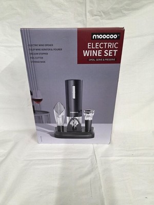 Moocoo Electric Wine Set Rechargeable Opener Aerator Pourer Foil Cutter
