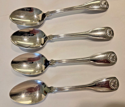 4) Four 18/10 Stainless Reed & Barton COLONIAL SHELL II Teaspoons 6 1/2''