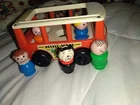 Vintage 70's Fisher-Price Little People Play Family Mini-Bus Van W/5 Figures NR