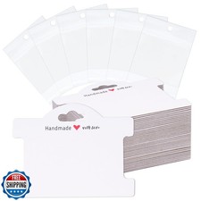 joycraft 100Pcs Bracelet Display Cards with Bags - 4x2.7 Inch White Kraft Pap