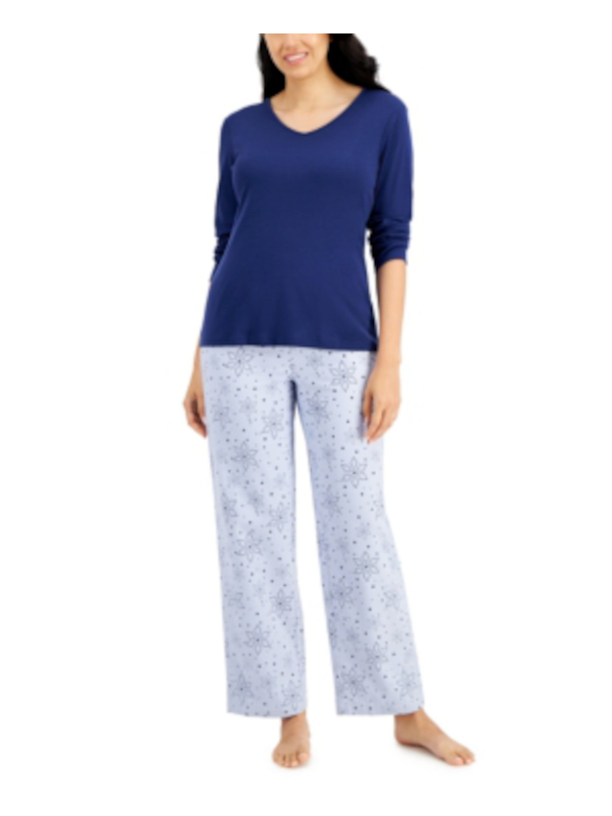 CHARTER CLUB Intimates Blue Straight Leg Floral Sleep Pants S